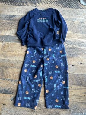 Kids Navy 'Hoops' Basketball Pajama Set